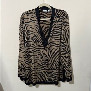 Chico's Silk Black and Tan Animal Print Top